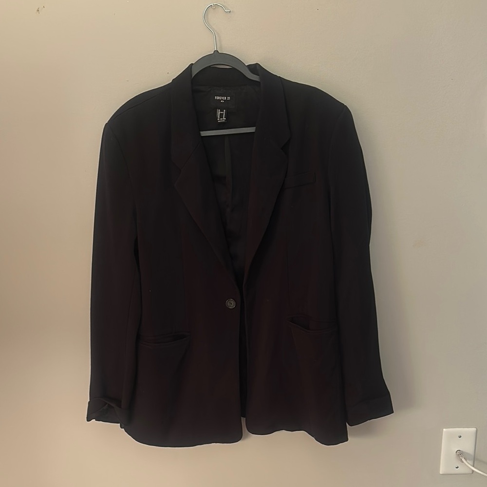 Forever 21 Black Classic Tailored Sport Coat